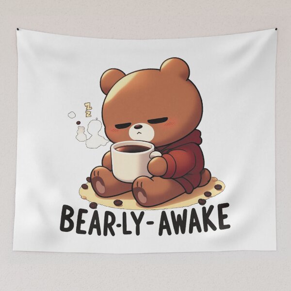 Item preview, Bearly Awake Funny Bear And Coffee designed and sold by FurAndFlaireg.