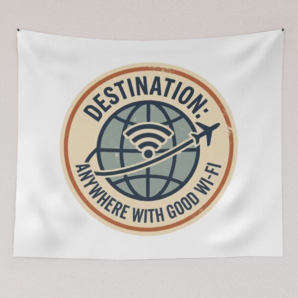 Item preview, Retro Destination Anywhere with Good Wi-Fi Travel Sticker designed and sold by asumintjapan1.
