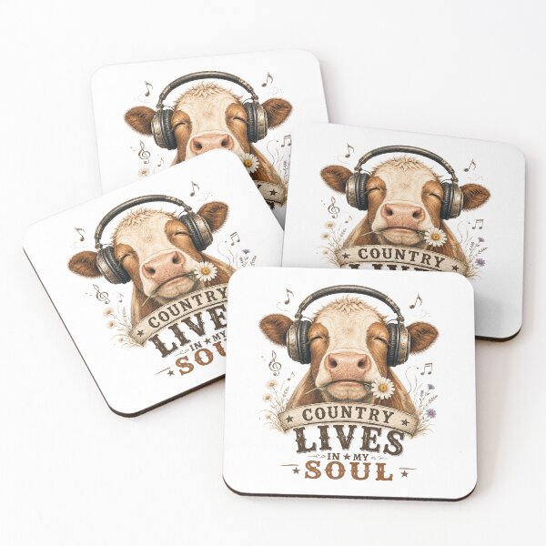 Item preview, Country Lives in My Soul – Cow with Headphones Music Design designed and sold by MarekoraStudio.