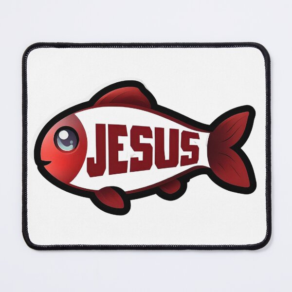 Item preview, Jesus Fish Stylised Red Metallic Christian Logo designed and sold by ArtisticDesignsbyLinda.