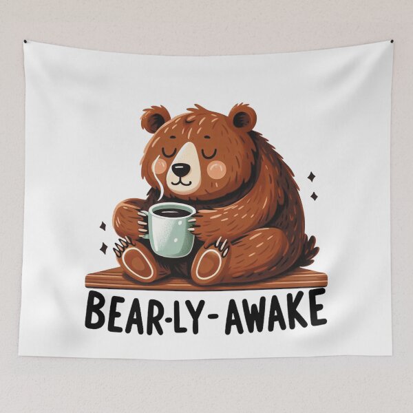 Item preview, Bearly Awake Funny Bear And Coffee designed and sold by FurAndFlaireg.