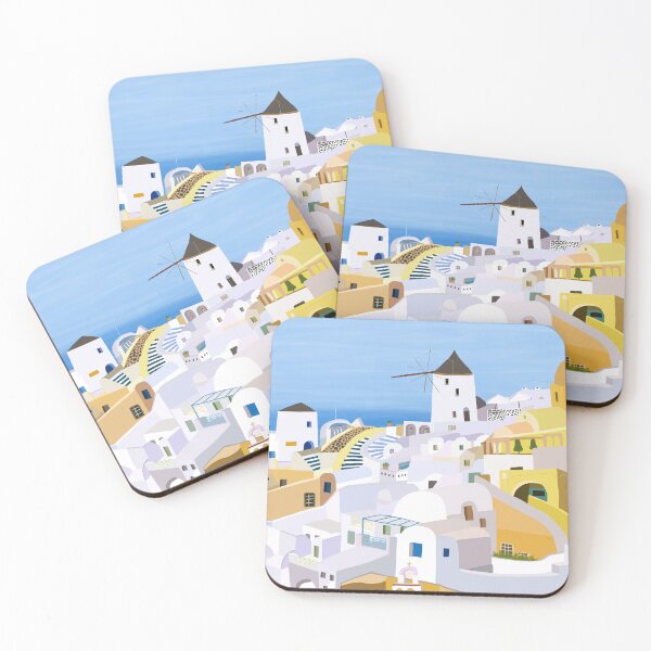 Item preview, Sunlit Santorini: Greek Island with Yellow and White Buildings designed and sold by Carla Daly.