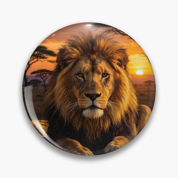 Item preview, Majestic African Lion Resting At Savanna Sunset designed and sold by SavannaCanvas.
