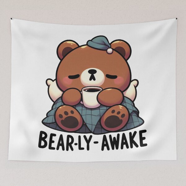 Item preview, Bearly Awake Funny Bear And Coffee designed and sold by FurAndFlaireg.