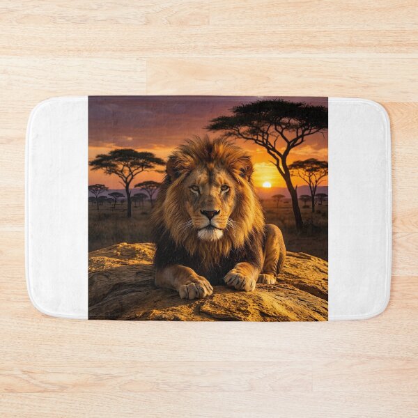 Item preview, Majestic African Lion Resting At Savanna Sunset designed and sold by SavannaCanvas.