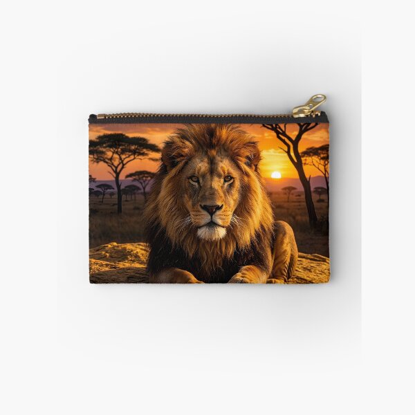 Item preview, Majestic African Lion Resting At Savanna Sunset designed and sold by SavannaCanvas.
