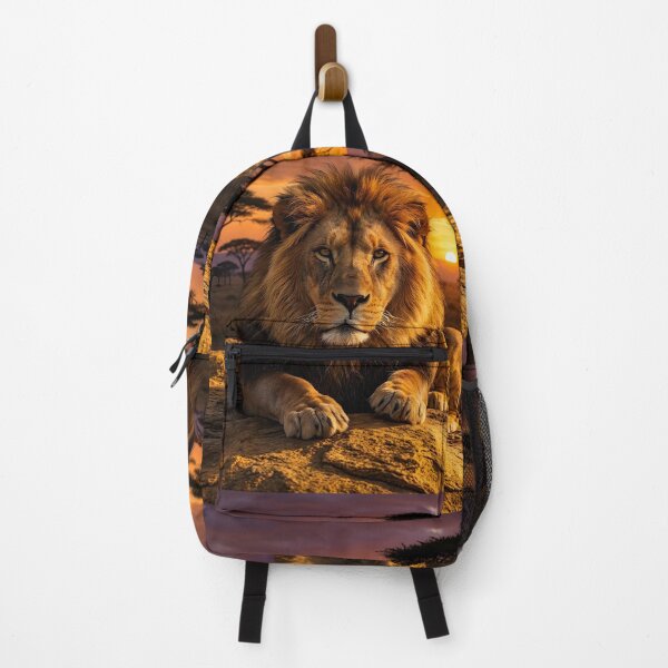 Item preview, Majestic African Lion Resting At Savanna Sunset designed and sold by SavannaCanvas.