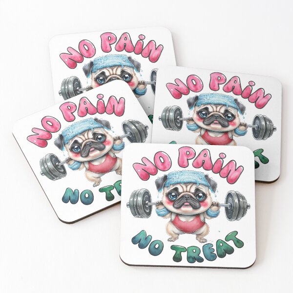 Item preview, No Pain No Treat - Funny Weightlifting Pug designed and sold by ArtisticDesignsbyLinda.