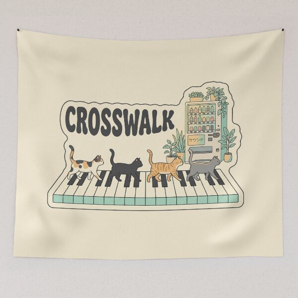 Item preview, Crosswalk Piano Cats Music Aesthetic Lo-Fi Keyboard Gift designed and sold by BikeRelaxStudio.