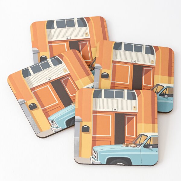 Item preview, Sleeping Cat on Vintage Car Street Scene designed and sold by goldcov.