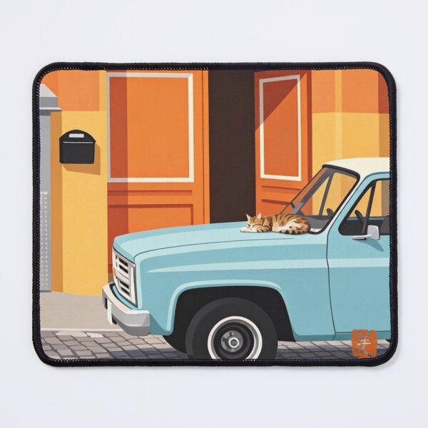 Item preview, Sleeping Cat on Vintage Car Street Scene designed and sold by goldcov.