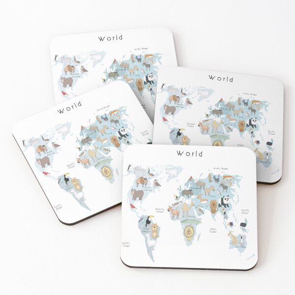 Item preview, Mapa del mundo animal ilustrado por la artista Carla Daly designed and sold by Carla Daly.