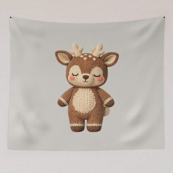 Item preview, Cute Knitted Deer Plush | Kawaii Handmade Crochet Cottagecore designed and sold by Moons Studio.