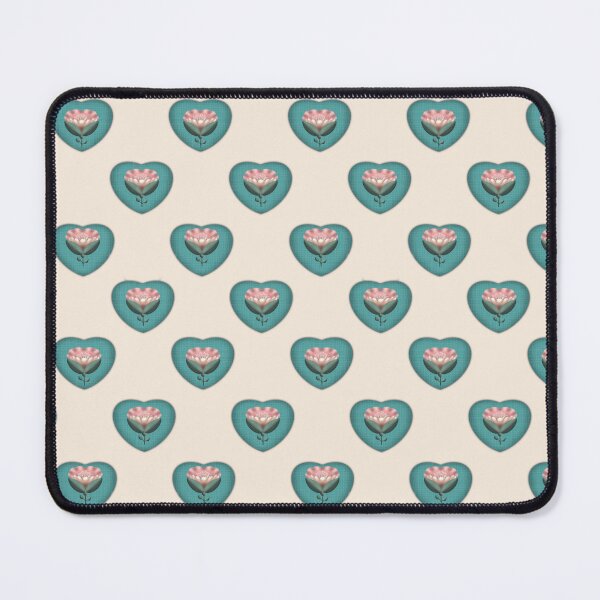 Item preview, Heart Blossom Floral Pattern | Teal Heart Folk Flowers on Cream Background designed and sold by Almanzart.