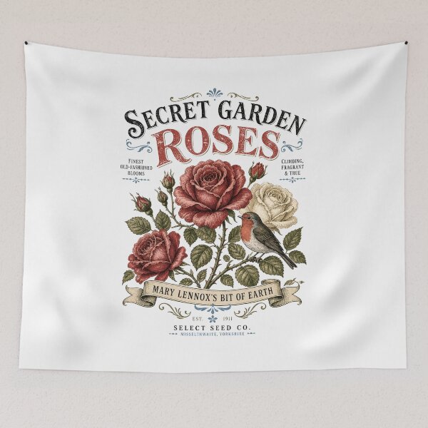 Item preview, Secret Garden Roses Mary Lennoxs Bit of Earth Vintage Botanical Robin designed and sold by Fenay Designs.