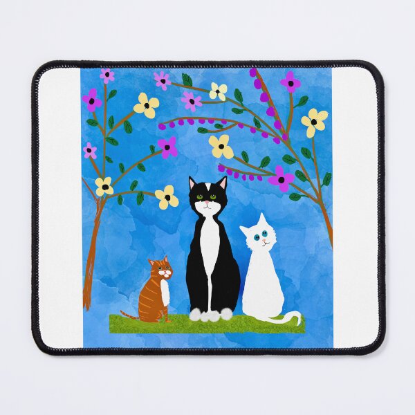 Item preview, Three Cats in a Floral Garden designed and sold by Elaine M Hayward .