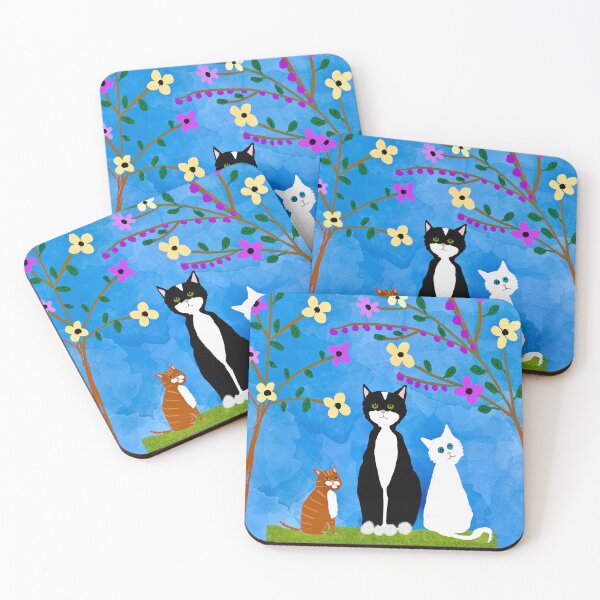 Item preview, Three Cats in a Floral Garden designed and sold by Elaine M Hayward .