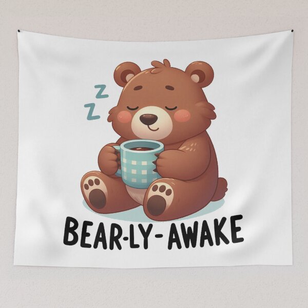 Item preview, Bearly Awake Funny Bear And Coffee designed and sold by FurAndFlaireg.
