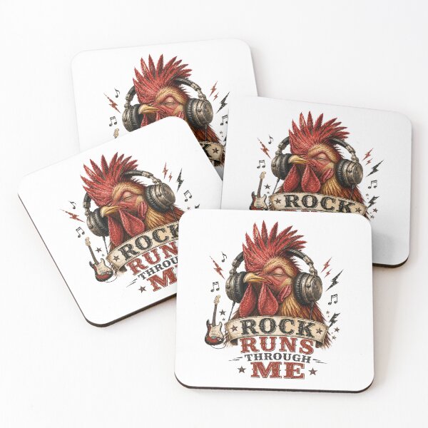 Item preview, Rock Runs Through Me – Rooster with Headphones Design designed and sold by MarekoraStudio.