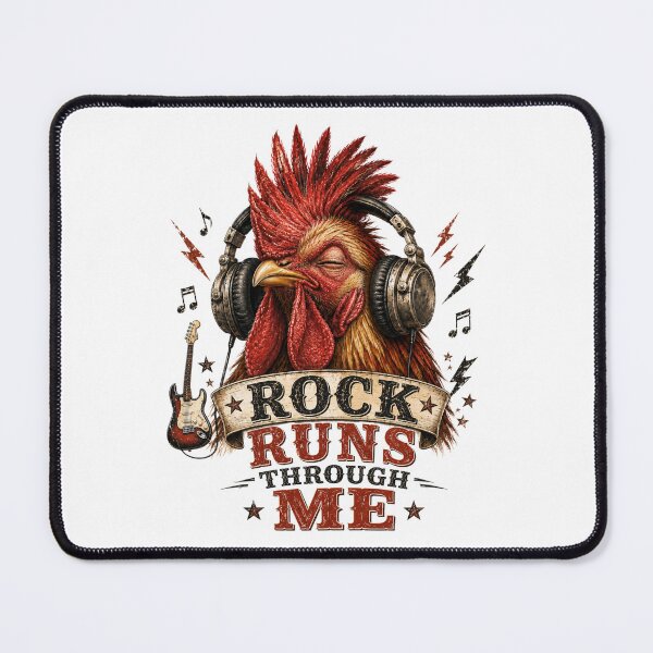 Item preview, Rock Runs Through Me – Rooster with Headphones Design designed and sold by MarekoraStudio.