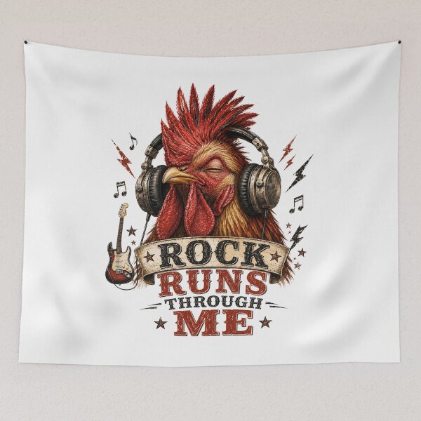 Item preview, Rock Runs Through Me – Rooster with Headphones Design designed and sold by MarekoraStudio.