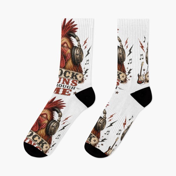 Artikelvorschau, Rock Runs Through Me – Rooster with Headphones Design entworfen und verkauft von MarekoraStudio.