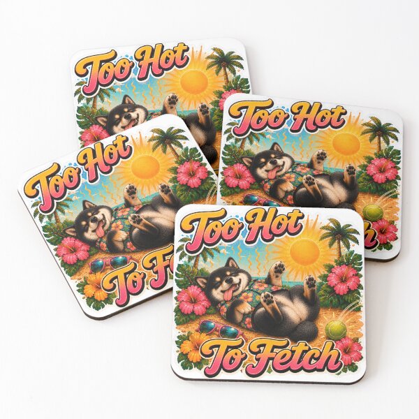Item preview, Too Hot To Fetch – Funny Summer Black Shiba Inu Lazy Beach Dog designed and sold by DailyStruggleCo.