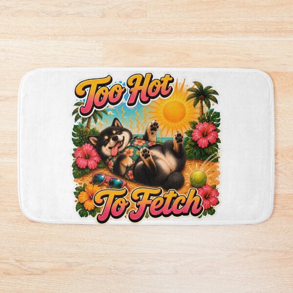 Item preview, Too Hot To Fetch – Funny Summer Black Shiba Inu Lazy Beach Dog designed and sold by DailyStruggleCo.