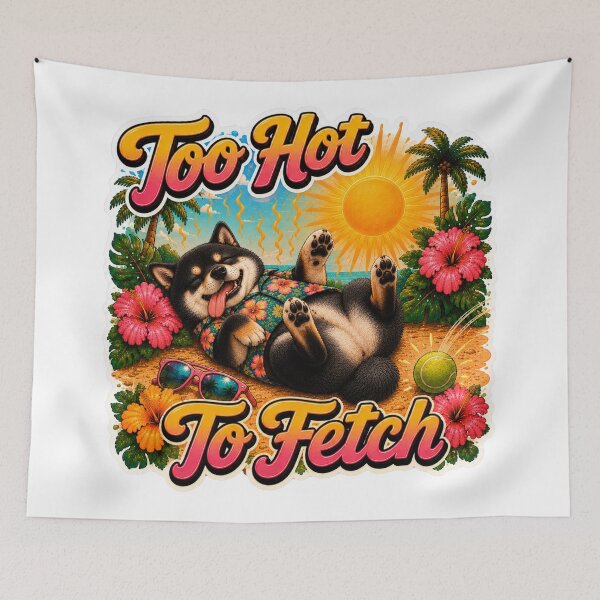 Item preview, Too Hot To Fetch – Funny Summer Black Shiba Inu Lazy Beach Dog designed and sold by DailyStruggleCo.