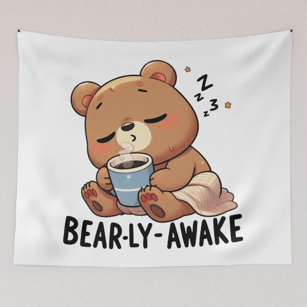 Item preview, Bearly Awake Funny Bear And Coffee designed and sold by FurAndFlaireg.