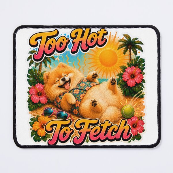 Item preview, Too Hot To Fetch – Funny Summer Pomeranian Lazy Beach Dog designed and sold by DailyStruggleCo.