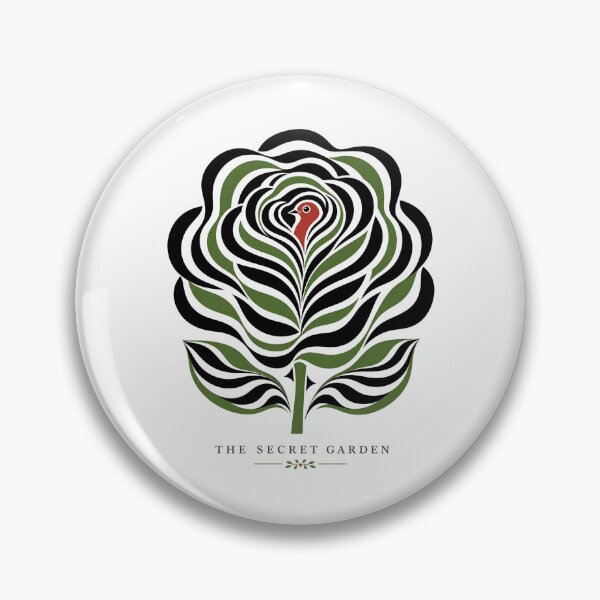 Item preview, The Secret Garden Minimalist Rose Silhouette Red Robin Bird designed and sold by Fenay Designs.