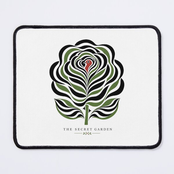Item preview, The Secret Garden Minimalist Rose Silhouette Red Robin Bird designed and sold by Fenay Designs.