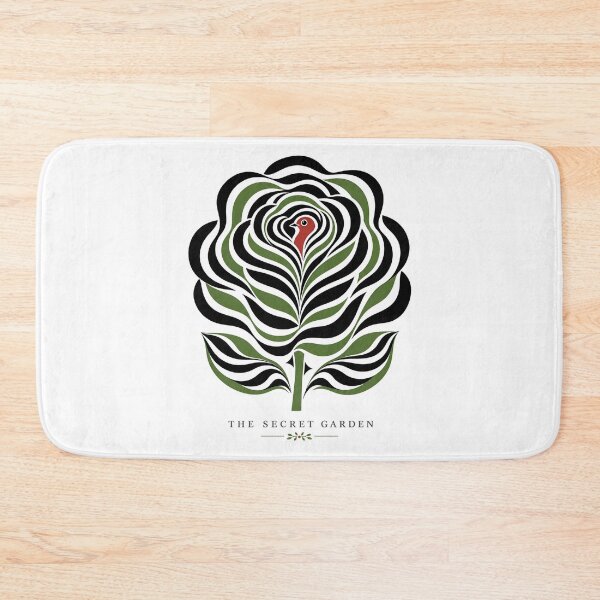 Item preview, The Secret Garden Minimalist Rose Silhouette Red Robin Bird designed and sold by Fenay Designs.