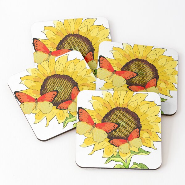 Item preview, flower sunflower with Butterfly Hebomoia Leucippa designed and sold by OrPolly.
