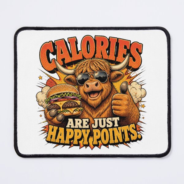 Item preview, Calories Are Just Happy Points Funny Highland Cow Vintage Retro T-Shirt designed and sold by Cavalier-org.