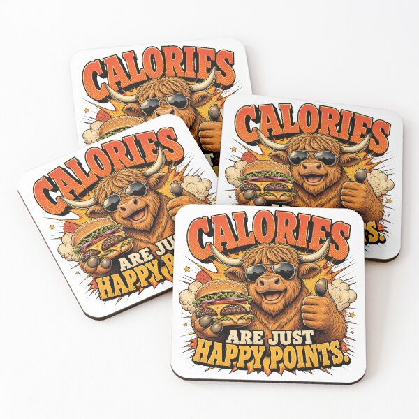 Item preview, Calories Are Just Happy Points Funny Highland Cow Vintage Retro T-Shirt designed and sold by Cavalier-org.