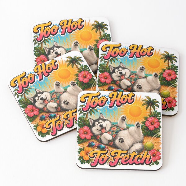 Item preview, Too Hot To Fetch – Funny Summer Husky Lazy Beach Dog designed and sold by DailyStruggleCo.