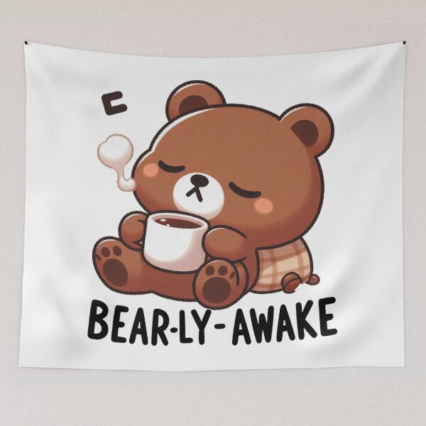 Item preview, Bearly Awake Funny Bear And Coffee designed and sold by FurAndFlaireg.