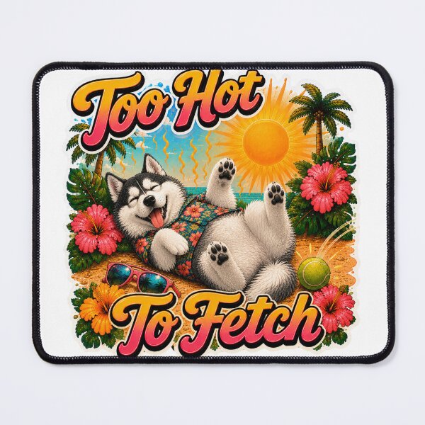 Item preview, Too Hot To Fetch – Funny Summer Husky Lazy Beach Dog designed and sold by DailyStruggleCo.