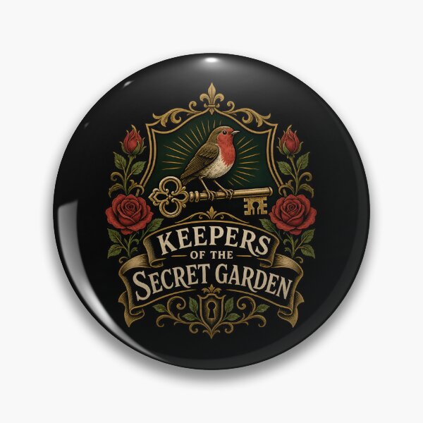 Item preview, Keepers of the Secret Garden Golden Key Robin Badge Ornate designed and sold by Fenay Designs.