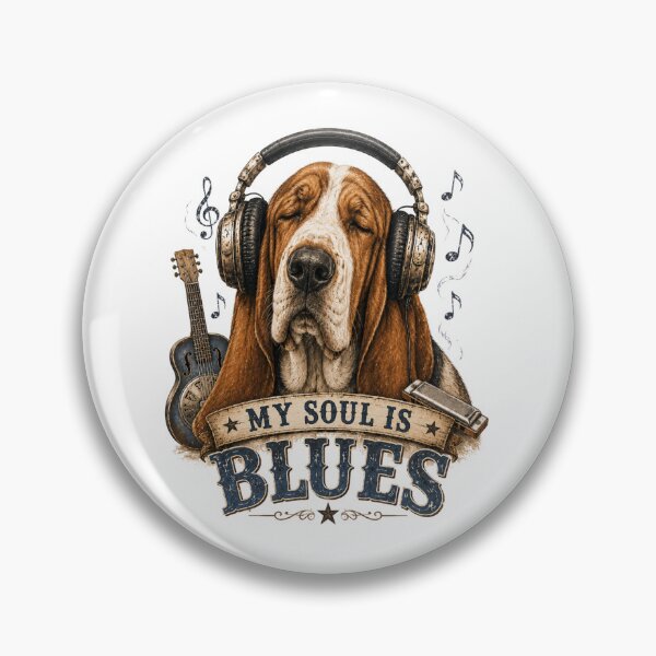 Item preview, My Soul Is Blues – Basset Hound with Headphones Design designed and sold by MarekoraStudio.