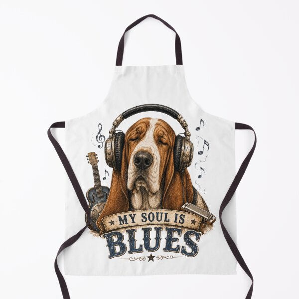 Item preview, My Soul Is Blues – Basset Hound with Headphones Design designed and sold by MarekoraStudio.