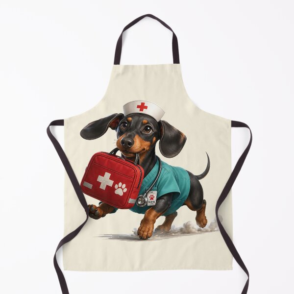 Item preview, Cute Dachshund Nurse Dog Running Medical Hero designed and sold by MythicCotton.