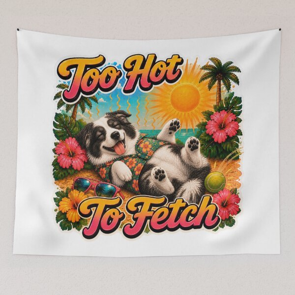 Item preview, Too Hot To Fetch – Funny Summer Australian Shepherd Lazy Beach Dog designed and sold by DailyStruggleCo.