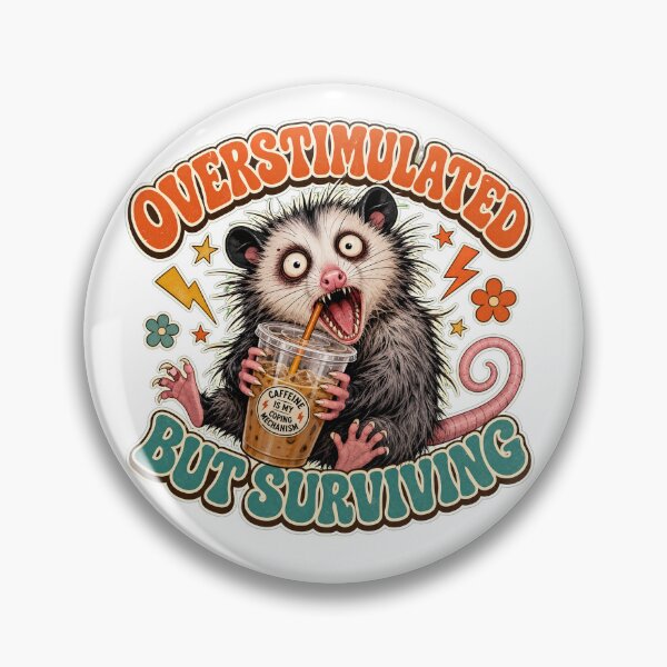 Item preview, Overstimulated But Surviving Funny Opossum Iced Coffee designed and sold by GraphixKing999.
