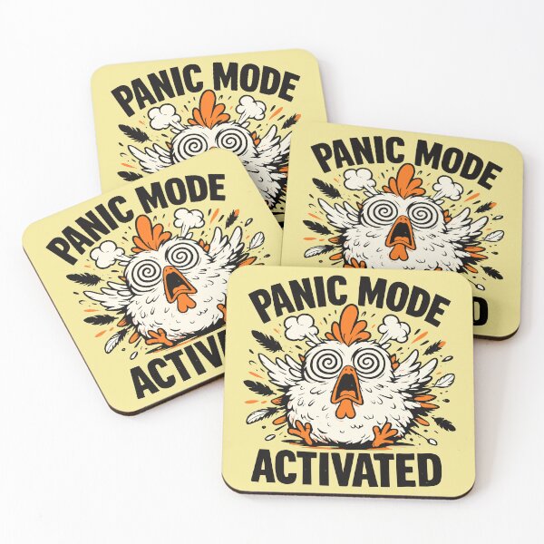 Item preview, Panic Mode Activated Funny Chicken Cartoon Design designed and sold by PrintandJoy.