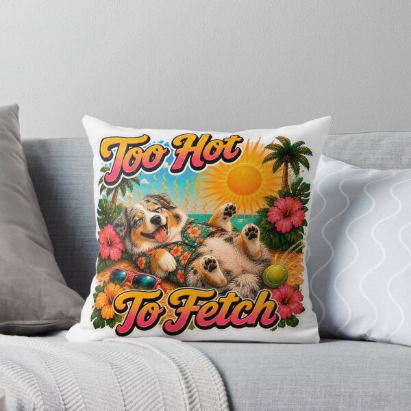 Item preview, Too Hot To Fetch – Funny Summer Blue Merle Aussie Lazy Beach Dog designed and sold by DailyStruggleCo.