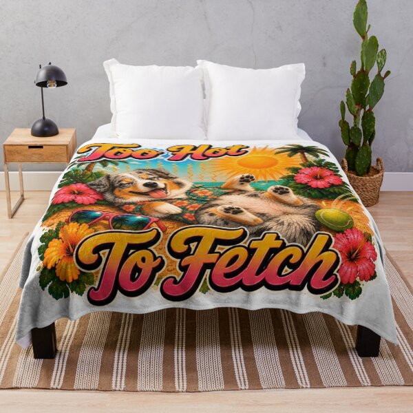 Item preview, Too Hot To Fetch – Funny Summer Blue Merle Aussie Lazy Beach Dog designed and sold by DailyStruggleCo.