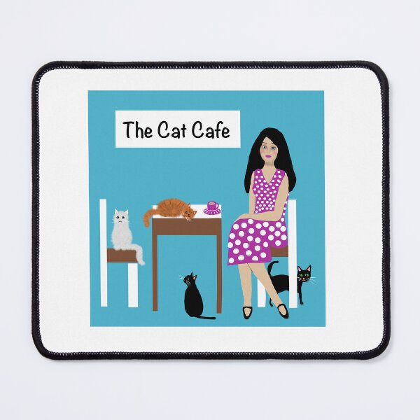 Item preview, Woman Relaxing in Cat Cafe designed and sold by Elaine M Hayward .